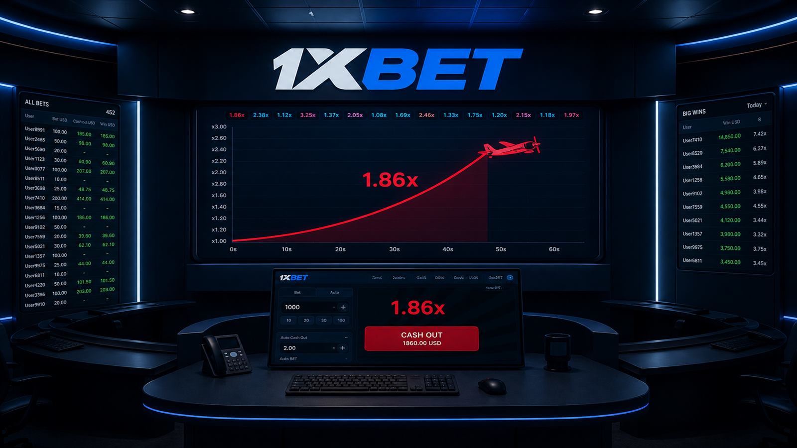 1xBet crash promo
